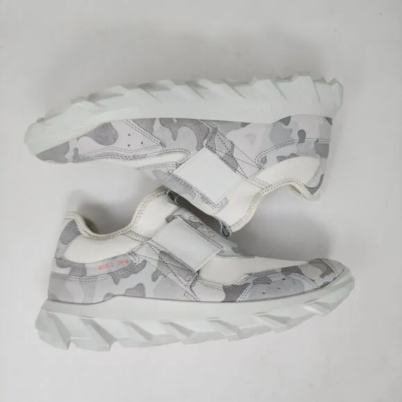 Ecco Hiking Shoes Womens 8.5 Gray Camouflage MX Slip On Sneakers Logo Streetwear