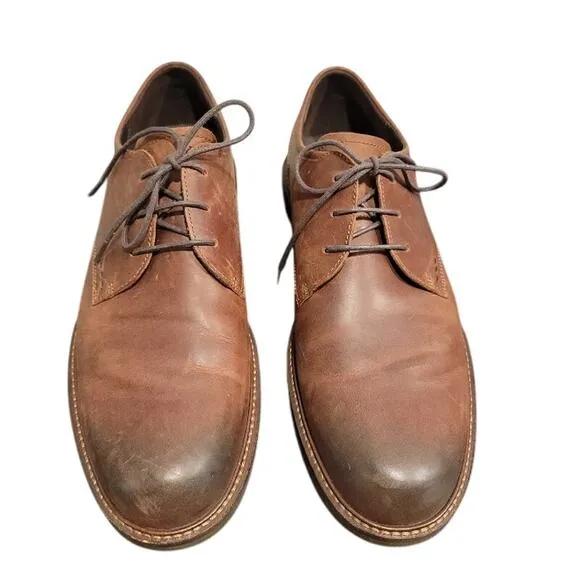 Ecco Lace Up Shoes Men's Leather Brown Burnished Toe Lace Up Sz US 12/EU 46