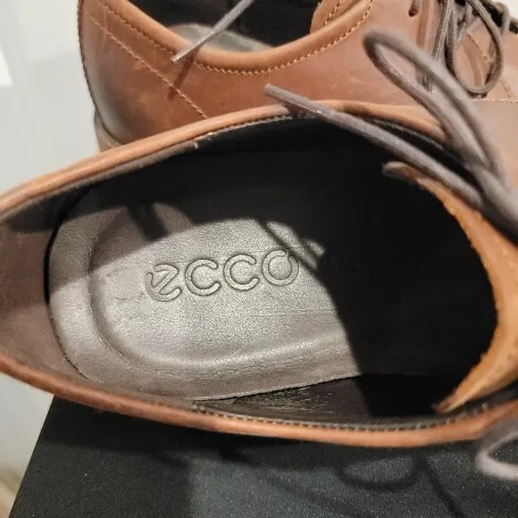 Ecco Lace Up Shoes Men's Leather Brown Burnished Toe Lace Up Sz US 12/EU 46