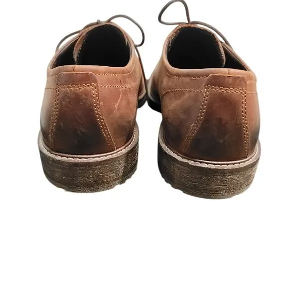 Ecco Lace Up Shoes Men's Leather Brown Burnished Toe Lace Up Sz US 12/EU 46