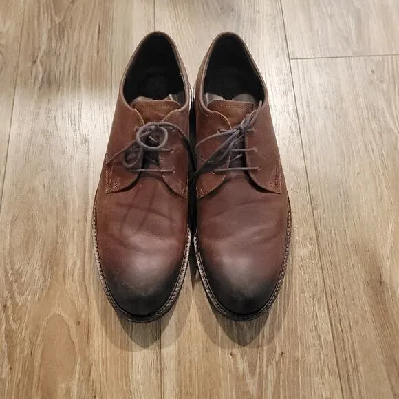 Ecco Lace Up Shoes Men's Leather Brown Burnished Toe Lace Up Sz US 12/EU 46