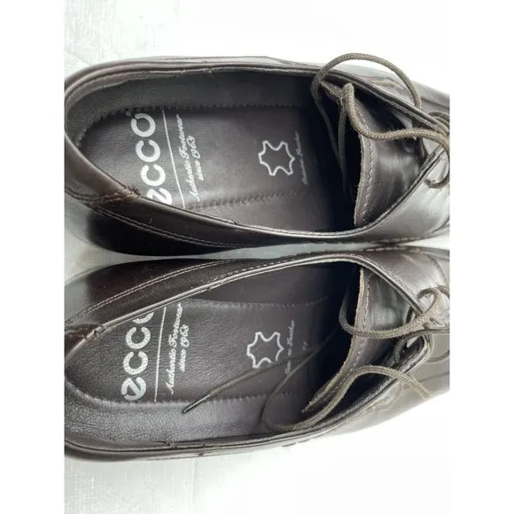 Ecco Men's Brown Leather Apron Toe Derby Dress Shoes Size EU 41/US 8-8.5