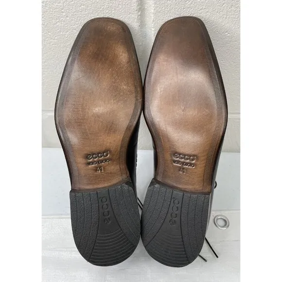 Ecco Men's Brown Leather Apron Toe Derby Dress Shoes Size EU 41/US 8-8.5