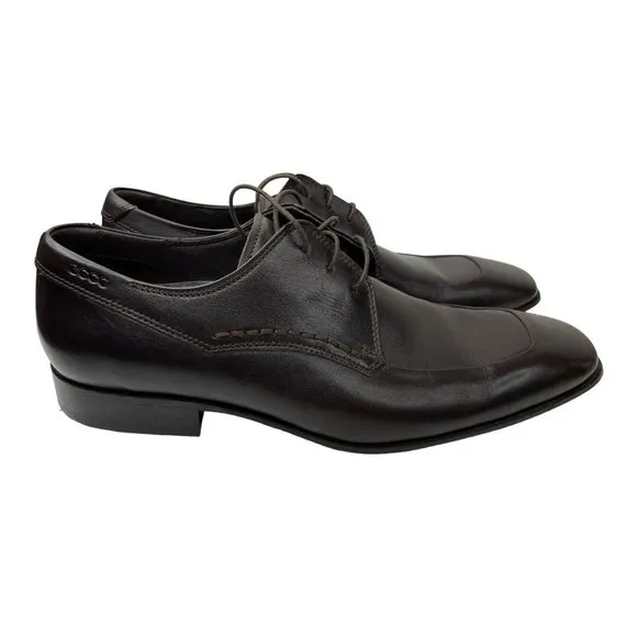 Ecco Men's Brown Leather Apron Toe Derby Dress Shoes Size EU 41/US 8-8.5