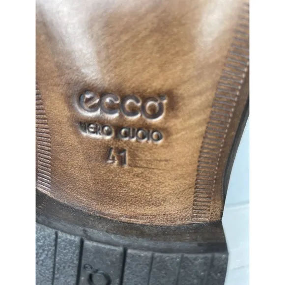 Ecco Men's Brown Leather Apron Toe Derby Dress Shoes Size EU 41/US 8-8.5