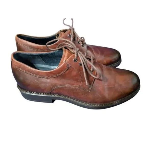 Ecco Mens Brown Leather Oxford Dress Shoes