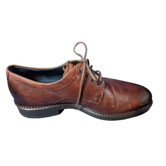 Ecco Mens Brown Leather Oxford Dress Shoes