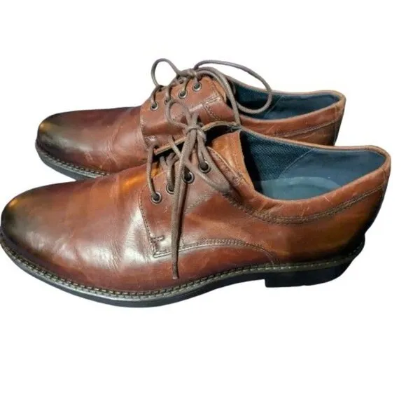 Ecco Mens Brown Leather Oxford Dress Shoes