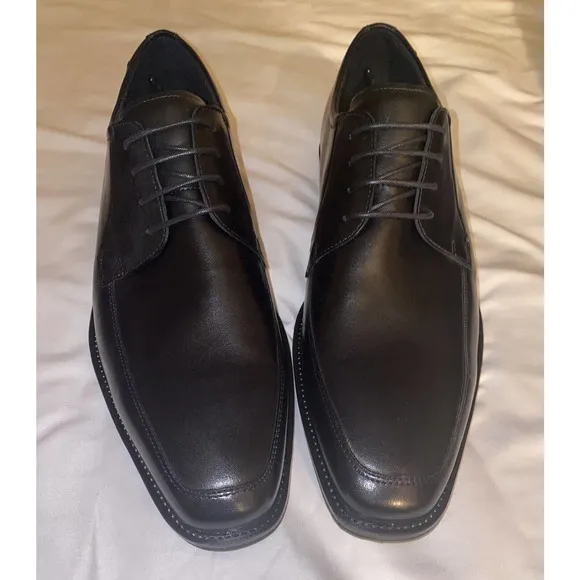 ECCO Men's Calcan Apron‎ Toe Tie Black Dress Lace Up Shoes Size 13-13.5 EU 47