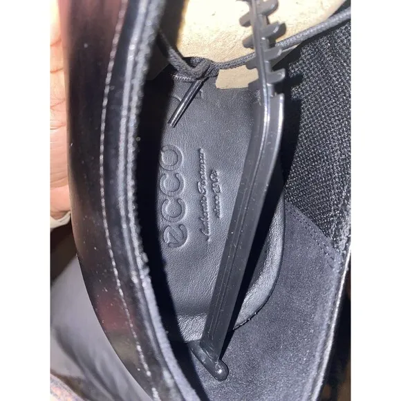 ECCO Men's Calcan Apron‎ Toe Tie Black Dress Lace Up Shoes Size 13-13.5 EU 47