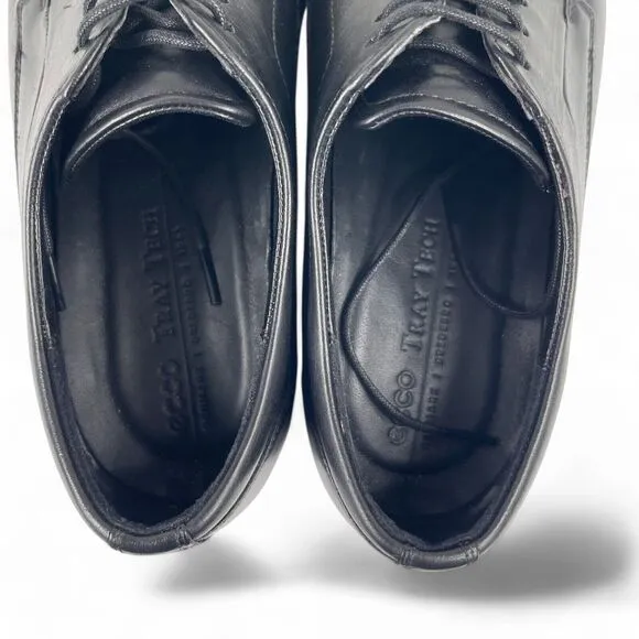 Ecco Men’s Shoes Citytray Cap Toe Tie Oxford Black Leather Dress Size 9-9.5 US