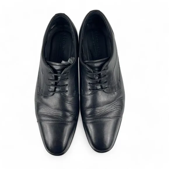 Ecco Men’s Shoes Citytray Cap Toe Tie Oxford Black Leather Dress Size 9-9.5 US