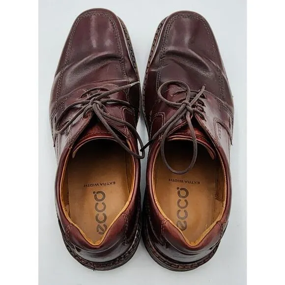 Ecco Mens Size 46 EU 12 US EUC Extra Wide Seattle Brown Leather Vibram Oxfords