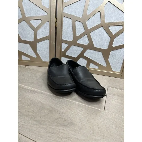 Ecco Shoe Mens 44 EU 10 10.5 Black Leather Driving Loafer Moc Toe Slip On Shoes