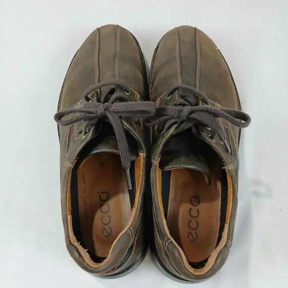 Ecco Shoes Mens 44 US 10 10.5 Fusion Leather Derby Shoe Nubuck Brown Tie Bicycle