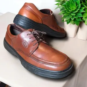 Ecco Soft 43 US 10 Brown Leather Lace Up Oxford Moc Toe Dress Men Preppy Shoes