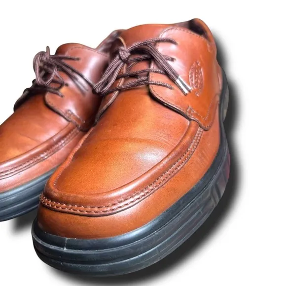 Ecco Soft 43 US 10 Brown Leather Lace Up Oxford Moc Toe Dress Men Preppy Shoes