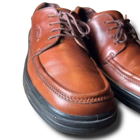 Ecco Soft 43 US 10 Brown Leather Lace Up Oxford Moc Toe Dress Men Preppy Shoes