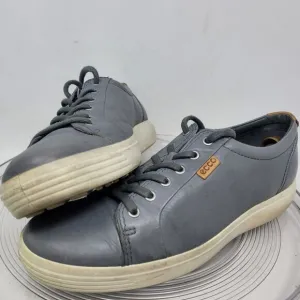 Ecco Soft 7 Sneakers Shoes Gray Leather Mens Size EU 44 US 10 - 10.5 Comfort EXC
