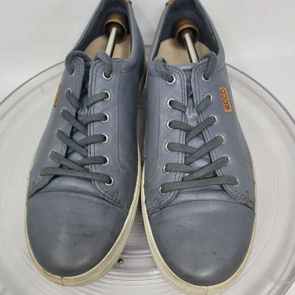 Ecco Soft 7 Sneakers Shoes Gray Leather Mens Size EU 44 US 10 - 10.5 Comfort EXC