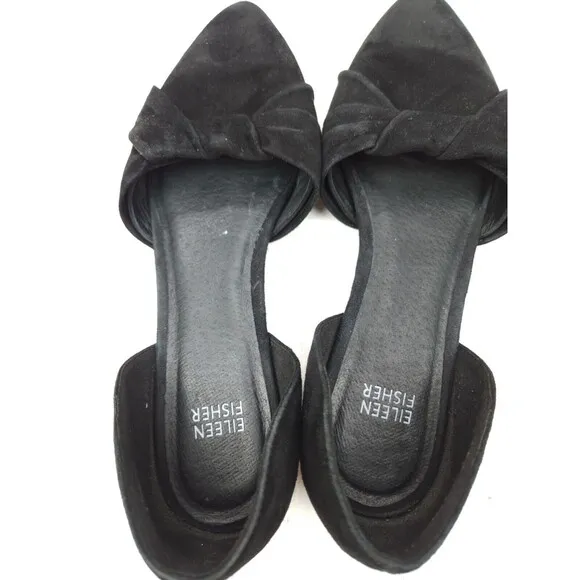 Eileen Fisher Black Hilly Suede d'Orsay Shoes Low Heel Sz 8.5 Wedge Modern
