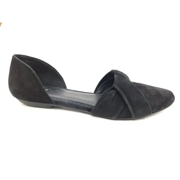 Eileen Fisher Black Hilly Suede d'Orsay Shoes Low Heel Sz 8.5 Wedge Modern