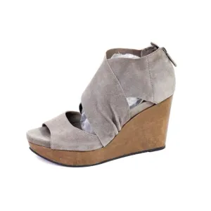 Eileen Fisher Draw Wedge Sandals Shoes Suede Women's Sz 8.5
