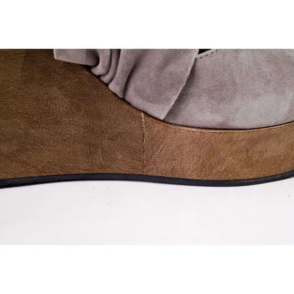 Eileen Fisher Draw Wedge Sandals Shoes Suede Women's Sz 8.5