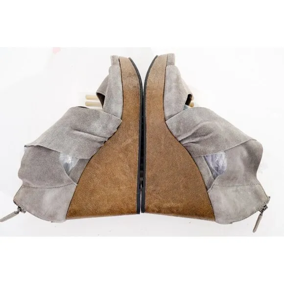 Eileen Fisher Draw Wedge Sandals Shoes Suede Women's Sz 8.5