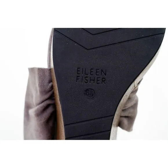 Eileen Fisher Draw Wedge Sandals Shoes Suede Women's Sz 8.5