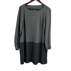 Eileen Fisher Tunic Dress Black Silk Colorblock Minimalist Modern Office Size LP