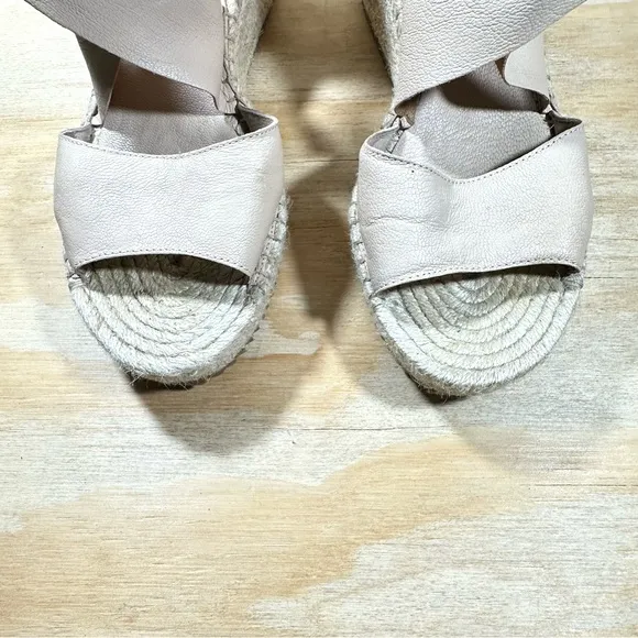 Eileen Fisher Willow Beige Wedge Espadrille Sandals Women’s Size 9.5