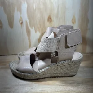 Eileen Fisher Willow Beige Wedge Espadrille Sandals Women’s Size 9.5