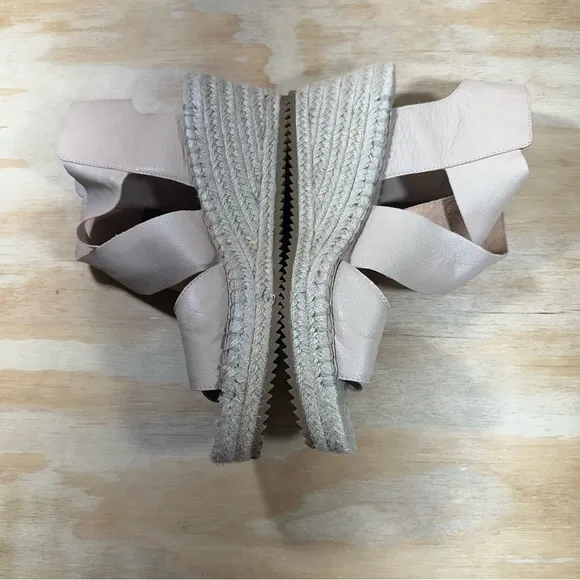 Eileen Fisher Willow Beige Wedge Espadrille Sandals Women’s Size 9.5