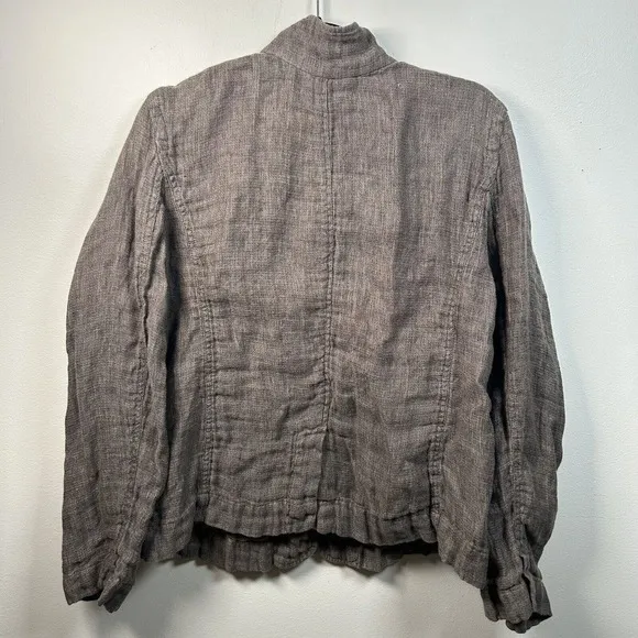 Eileen Fisher Women’s Linen Blazer Jacket Buttons Brown Medium