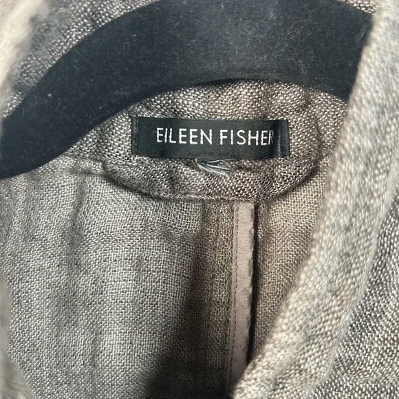 Eileen Fisher Women’s Linen Blazer Jacket Buttons Brown Medium