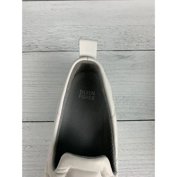 Eileen Fisher Women's Size 7 White Leather Round Platform Quilted Slip On Shoes