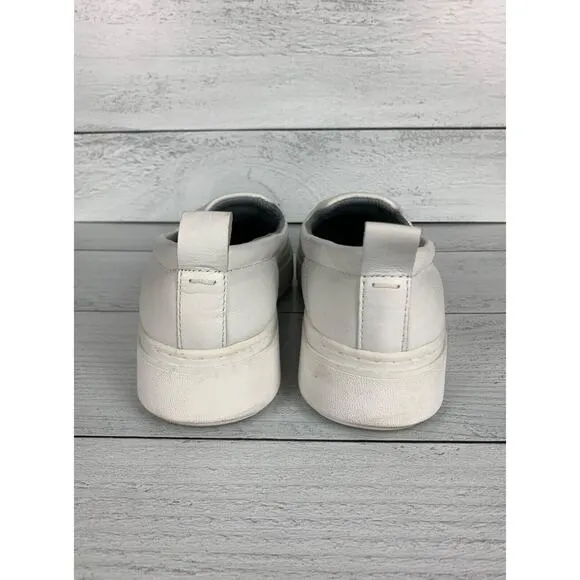 Eileen Fisher Women's Size 7 White Leather Round Platform Quilted Slip On Shoes