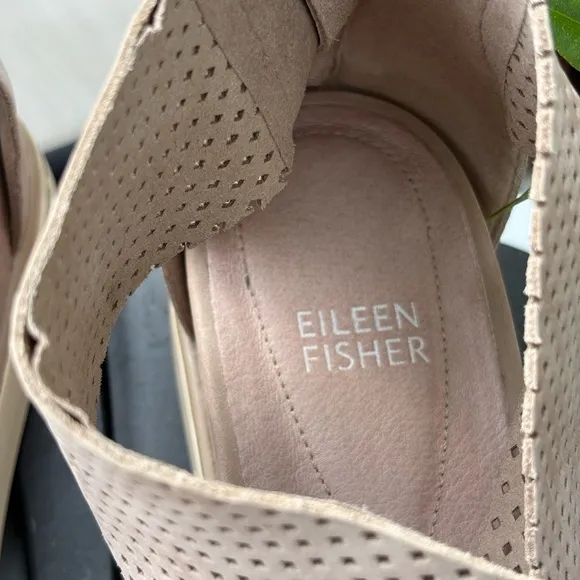 Eileen Fisher Women's Sport Perforated Nubuck Leather Platform Sandals | Barley