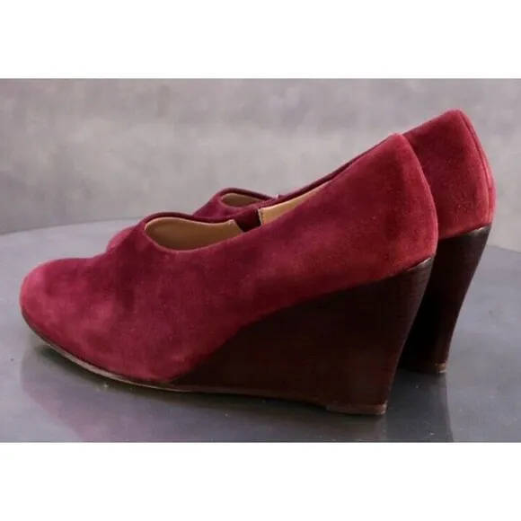 Eileen Fisher Women's Wedge Loafers Shoes Size 7 M Suede Burgundy