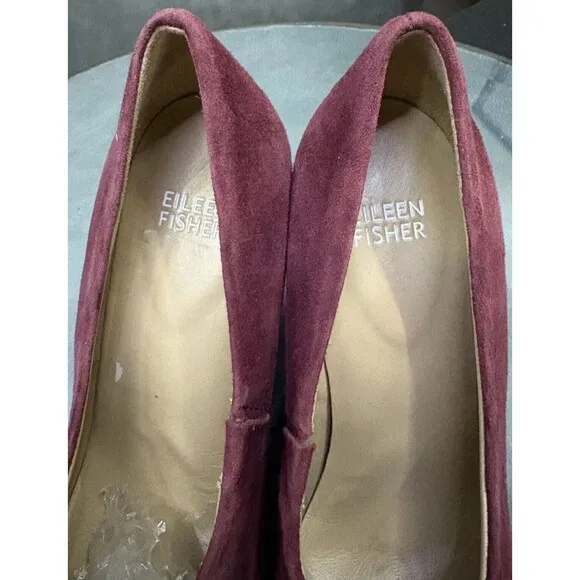 Eileen Fisher Women's Wedge Loafers Shoes Size 7 M Suede Burgundy