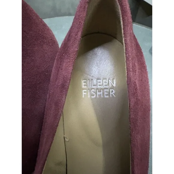 Eileen Fisher Women's Wedge Loafers Shoes Size 7 M Suede Burgundy