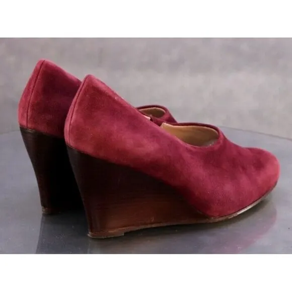 Eileen Fisher Women's Wedge Loafers Shoes Size 7 M Suede Burgundy