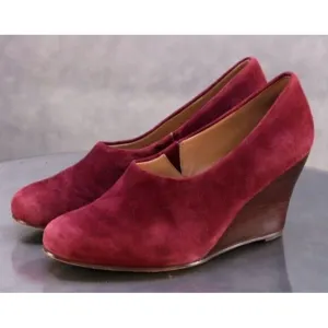 Eileen Fisher Women's Wedge Loafers Shoes Size 7 M Suede Burgundy