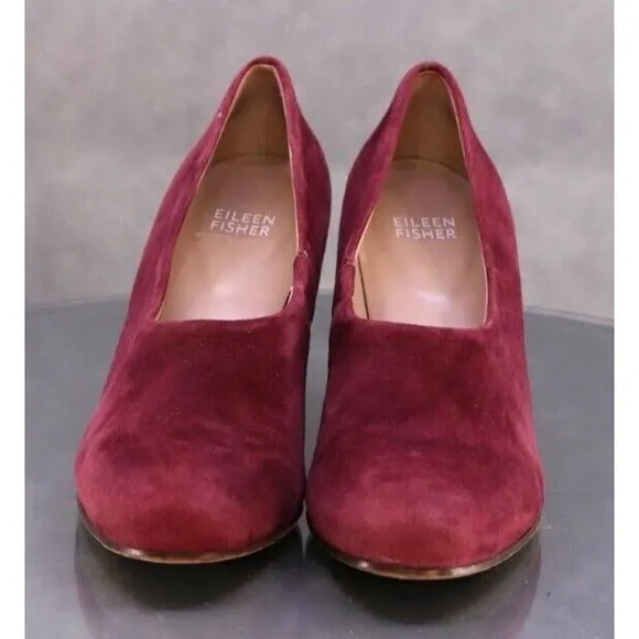 Eileen Fisher Women's Wedge Loafers Shoes Size 7 M Suede Burgundy