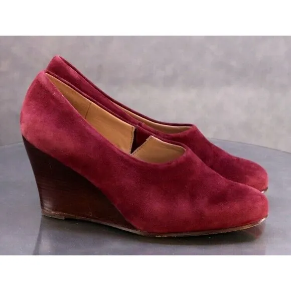 Eileen Fisher Women's Wedge Loafers Shoes Size 7 M Suede Burgundy