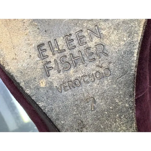Eileen Fisher Women's Wedge Loafers Shoes Size 7 M Suede Burgundy