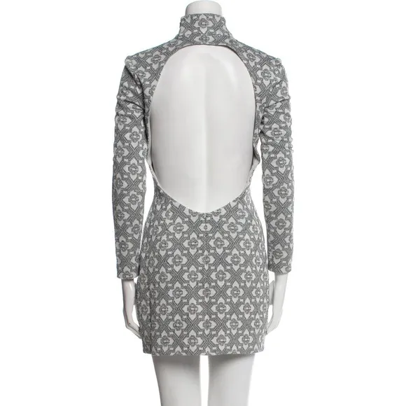 Elegant Grey Patterned Mini Dress