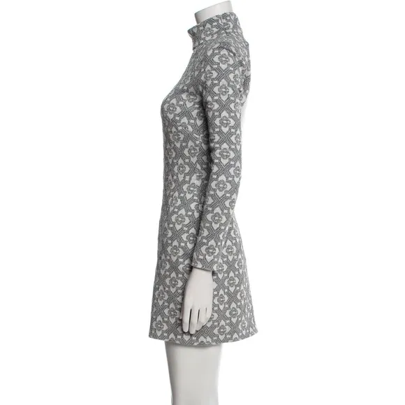 Elegant Grey Patterned Mini Dress