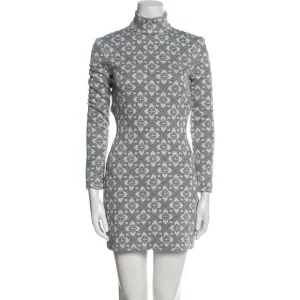 Elegant Grey Patterned Mini Dress